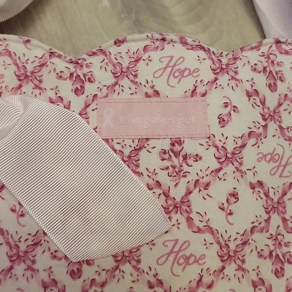 🛍Longaberger Hope Pink White Simple Mini Tote - Picture 2 of 5